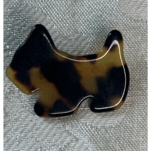 Vintage AGATHA PARIS Signed Tortoise Celluloid Scottie Scotty Dog Brooch Pin